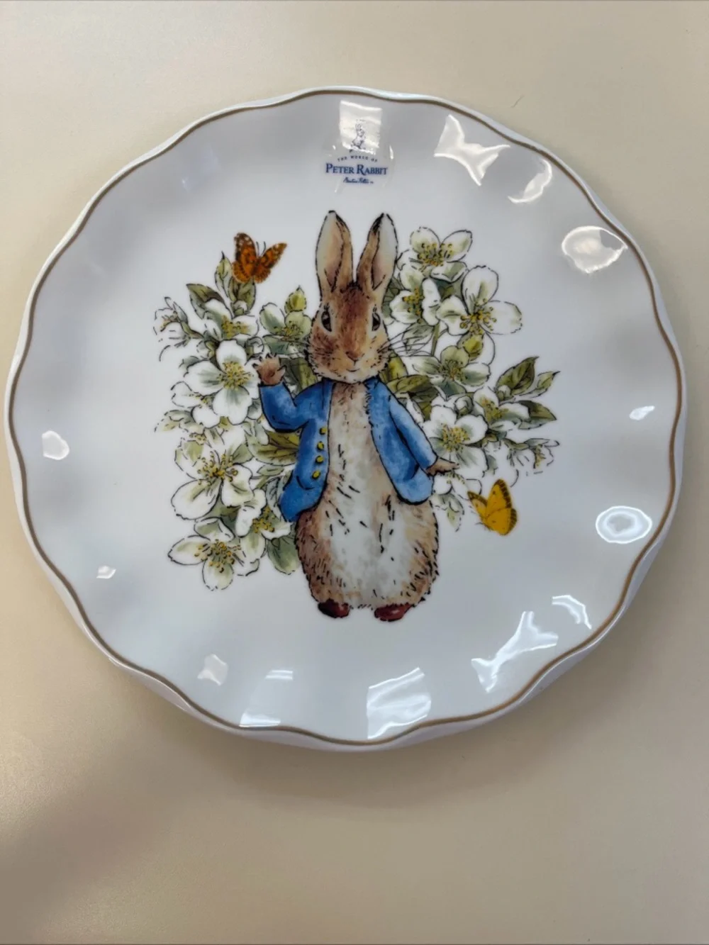 Beatrix Potter Peter Rabbit Dinner Plate 10 3/4 Inches w/ Scalloped Edging